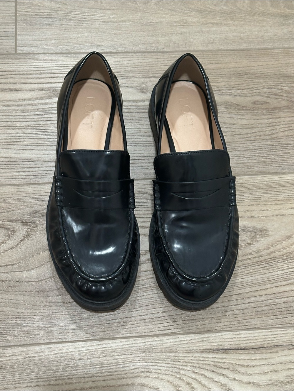 LOFT Black Women's Leather Penny Loafers